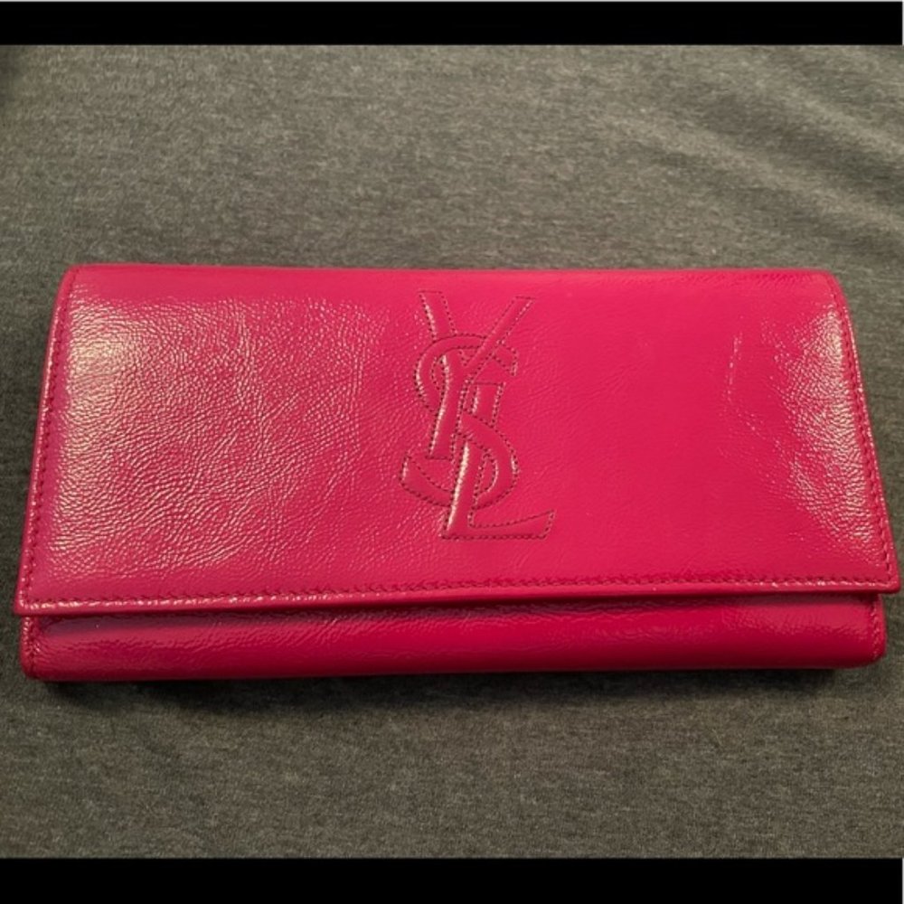 YSL pink patent wallet/ clutch